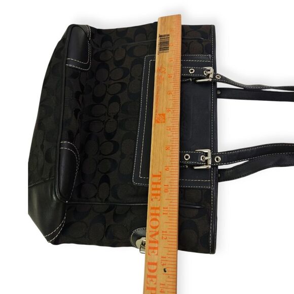 Coach Legacy Black Leather Trim CC Signature Canvas Handbag Tote Purse - Picture 11 of 14